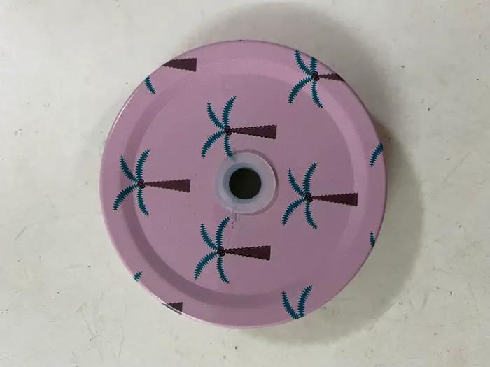 Couvercles de pot Mason en fer blanc perforé de couleur, avec trou de paille, couvercle en verre à b