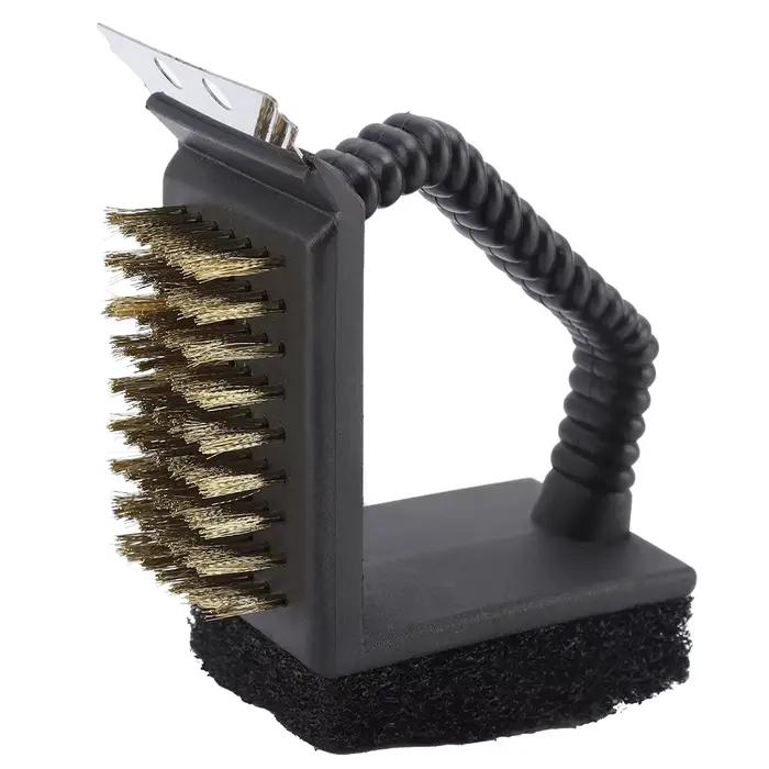 Brosse de nettoyage multifonctionnelle pour barbecue, 3 en 1, acier inoxydable, brosse de nettoyage 