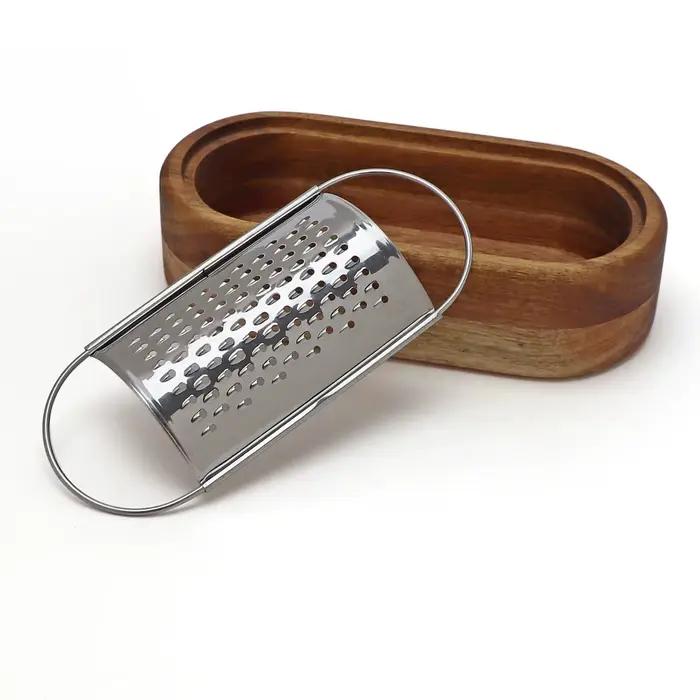 Jaswehome-Râpe à fromage en acier inoxydable, collecteur de bois d'acacia, avec boîte, outils serveu
