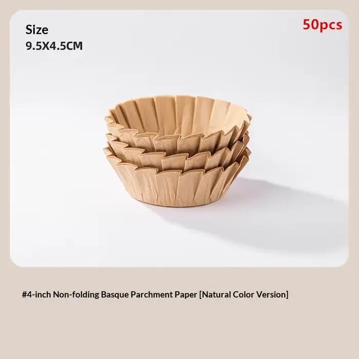 50 Moules à Gâteau Pliables en Papier Antiadhésif pour Cheesecake Basque, Jetables, pour Mousse, ave