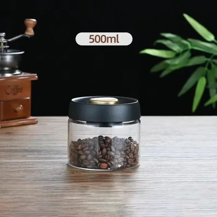 Pot de rangement sous vide manuel étanche à l'humidité, boîte à café, verre à haute teneur en borosi