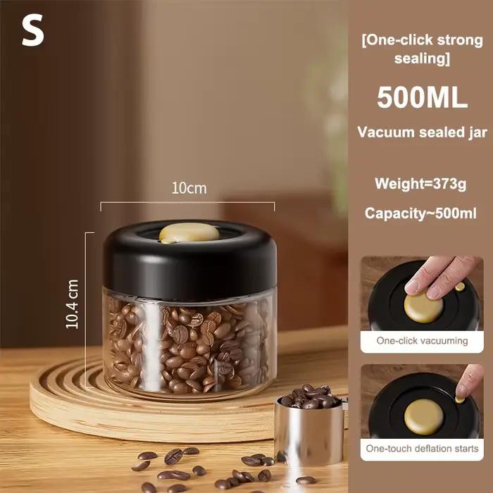 Pot de stockage de grains de café en verre Transparent, récipient hermétique d'extraction d'air étan