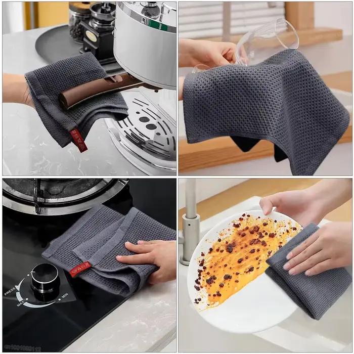 Serviette de cuisine en coton, 4 pièces, chiffon de nettoyage magique Ultra doux, chiffons de nettoy