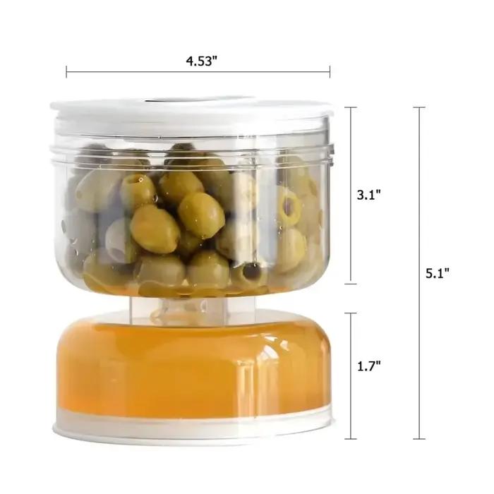 Pot scellé avec récipient à rabat et crépine, récipient à olives, support de maison et séparation sè