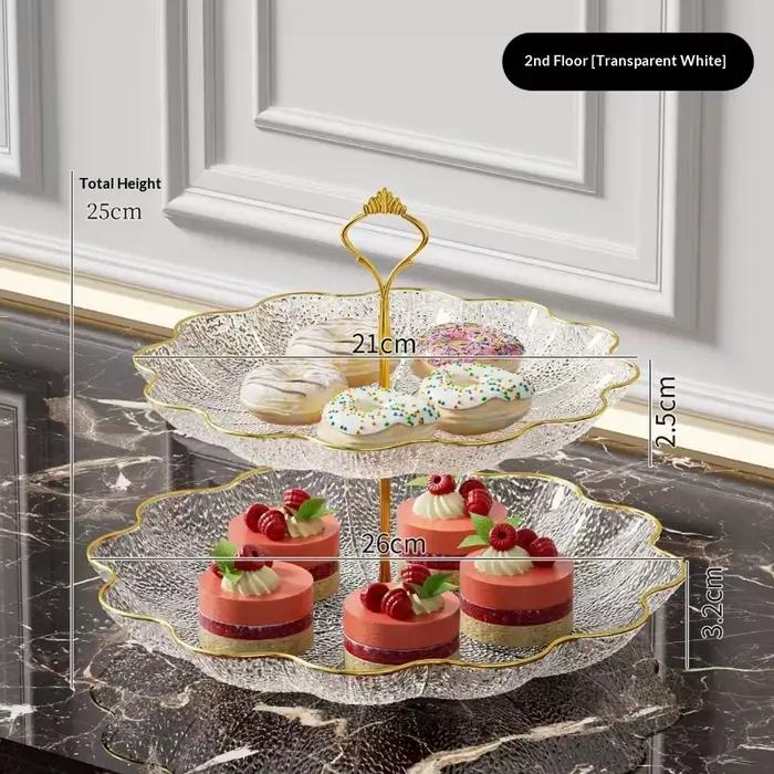 Plateau à Dessert à trois couches en feuille de Lotus, plateau créatif pour salon, maison, thé de l'