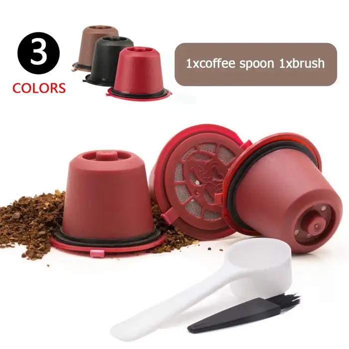 Capsules de Café Réutilisables pour Machine à Café, 30 à 3 Pièces, Filtre avec Cuillère et Brosse