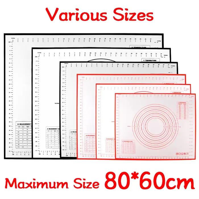 Polymères de cuisson en silicone antiadhésifs surdimensionnés, 80 cm, 70 cm, 60cm, tampon de pétriss