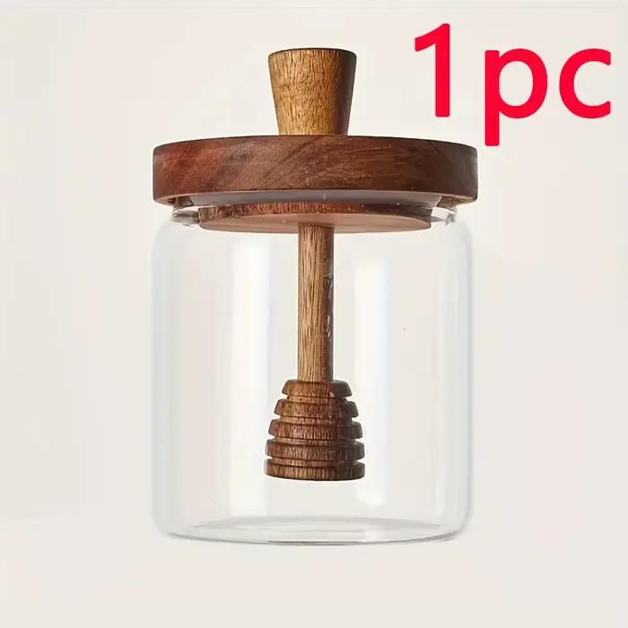 1/3 bouteilles de stockage en verre, pots à miel avec cuillère et couvercle, contenants à miel à lar