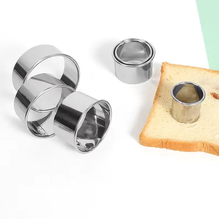 Moule à biscuits rond en acier inoxydable, coupe-pâte, boulettes, peau, ensemble de emporte-pièce de