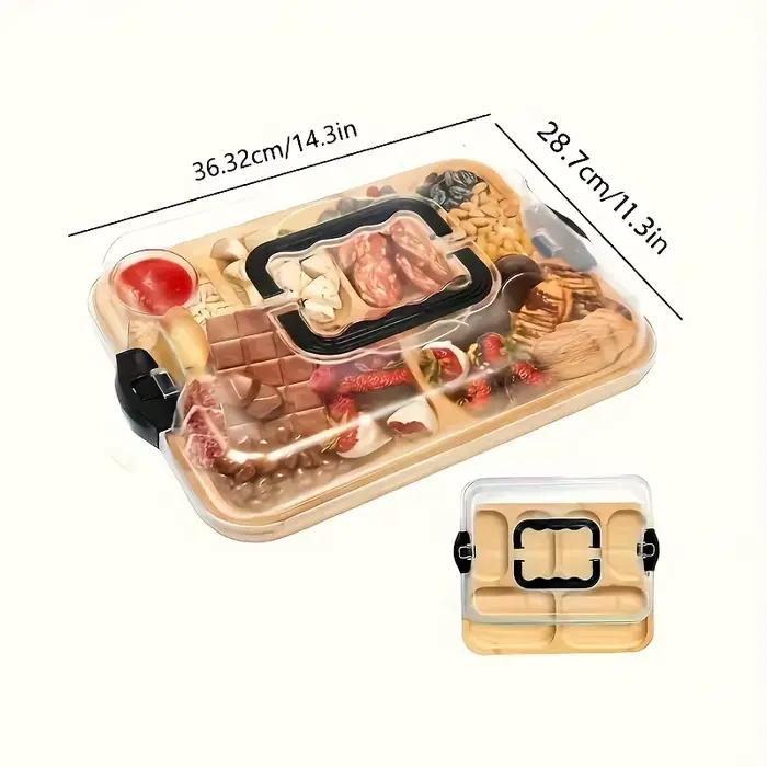 Plateau à fromage avec couvercle en acrylique Transparent, plateau à charcuterie Portable pour les a