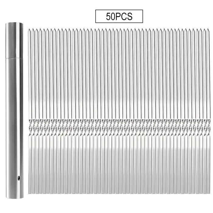 Brochettes en métal pour grillades à Kabobs 50 pièces 28cm brochettes à Kabob plat BBQ brochette de 
