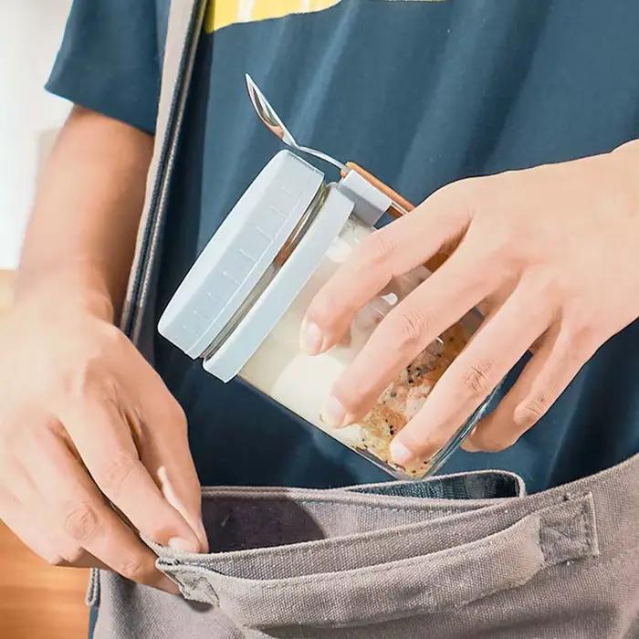 Récipient d'avoine de nuit avec couvercle et cuillère Portable petit déjeuner avoine céréales noix y