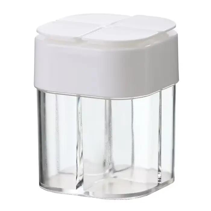 Pot à épices de camping 4-en-1 avec couvercle, distributeur transparent à 4 compartiments pour la cu