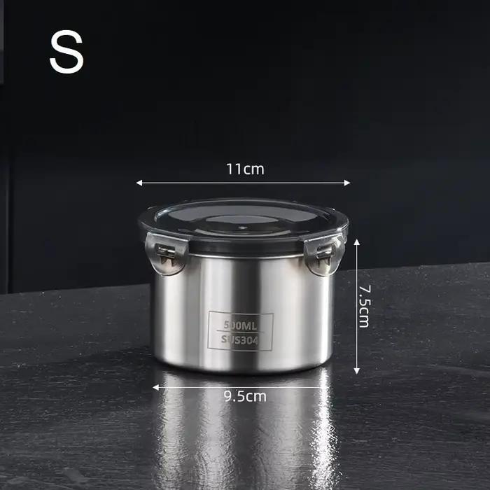 Bocaux de stockage 500/900/1400ml, récipient scellé en acier inoxydable, organisateur de baril de cu