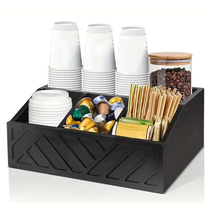 Boîte de rangement de sachets de café, cloison de rangement de sachets de thé en bois, maison, tasse