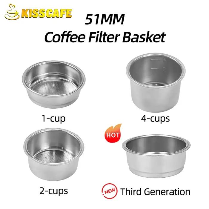 Panier de filtre à café de remplacement en acier inoxydable, 51MM, pour Delonghi, porte-filtre sans 