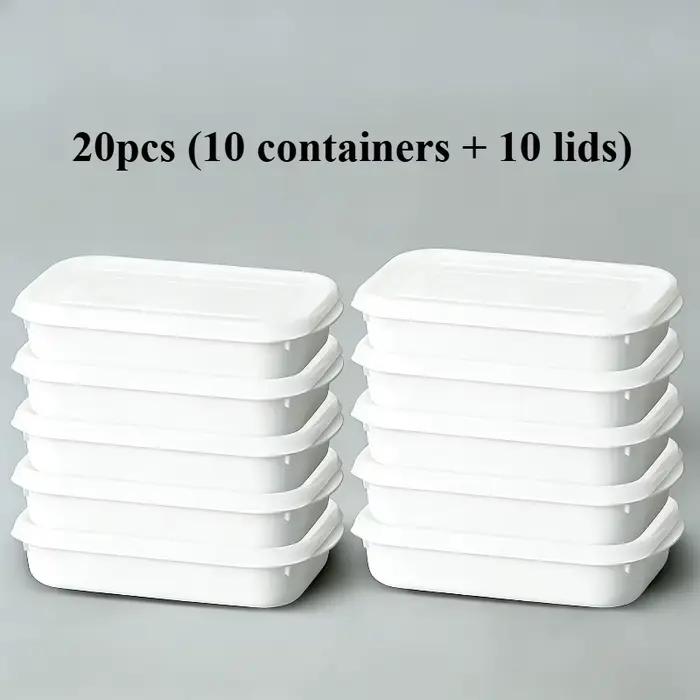 20 pièces (10 contenants + 10 couvercles) Boîtes alimentaires hermétiques de 350 ml, organisateurs d