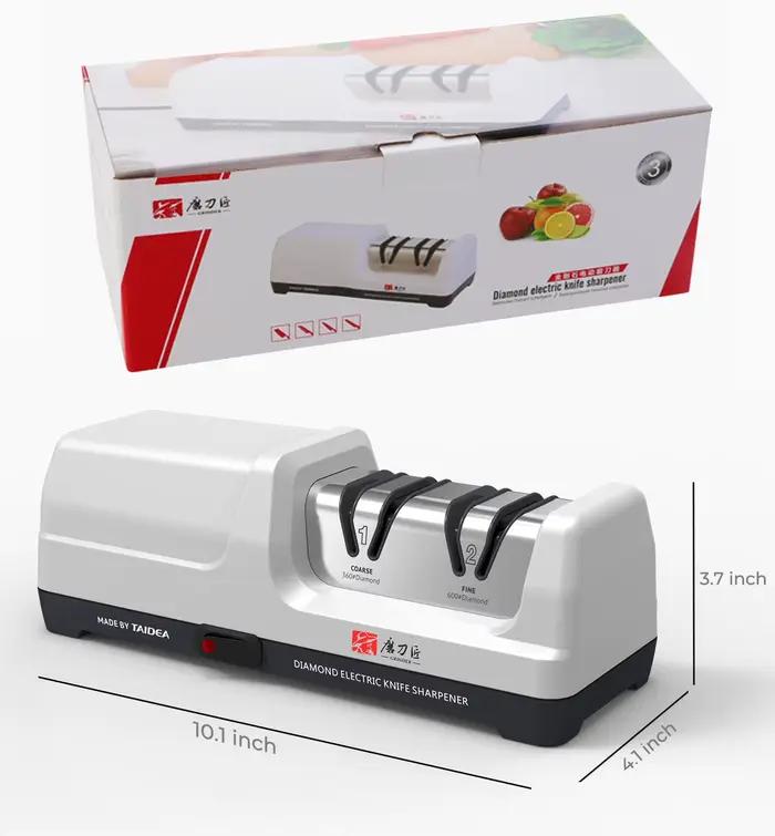 Aiguiseur de couteaux de cuisine électrique avec affûtage 100 % diamant – 20 °   Affûtage de précisi