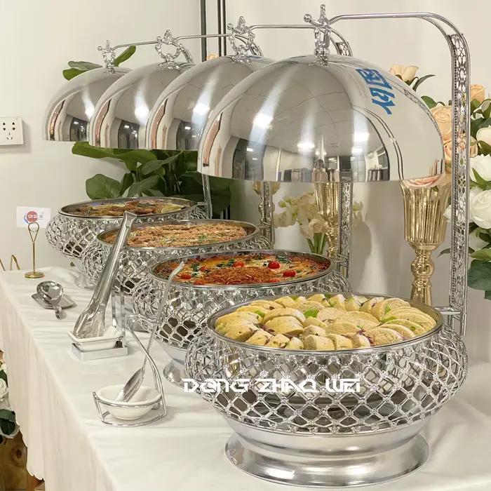 Plats de service de luxe pour fête de mariage, Buffet, chauffe-plats, restauration, acier inoxydable