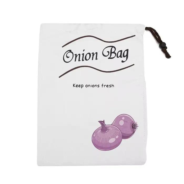 Sac de rangement durable et réutilisable pour oignons et pommes de terre, avec cordon de serrage et 