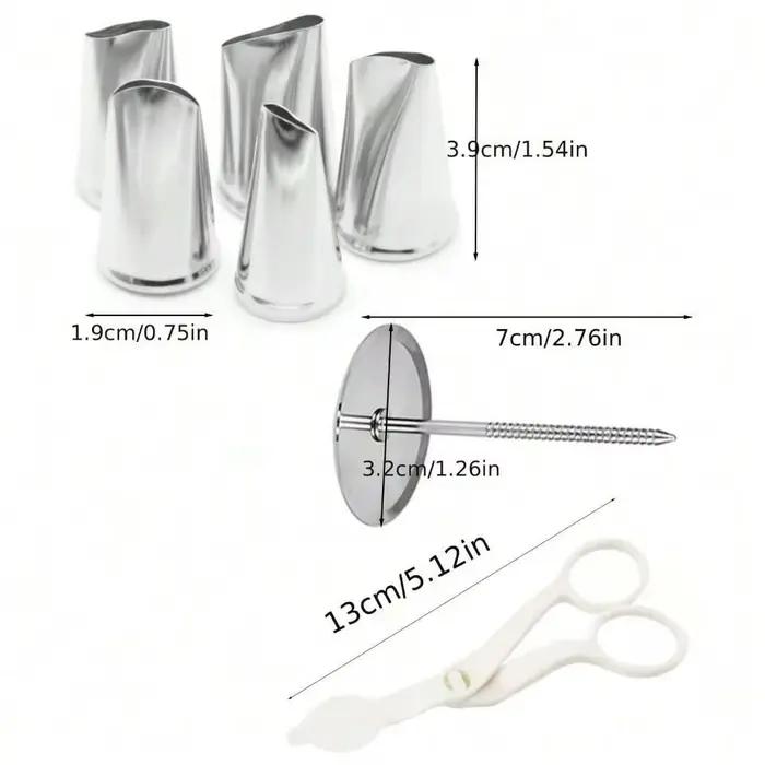 Ensemble d'outils de pâtisserie en acier inoxydable, 7 pièces, buses de feuilles de pétales de Rose,