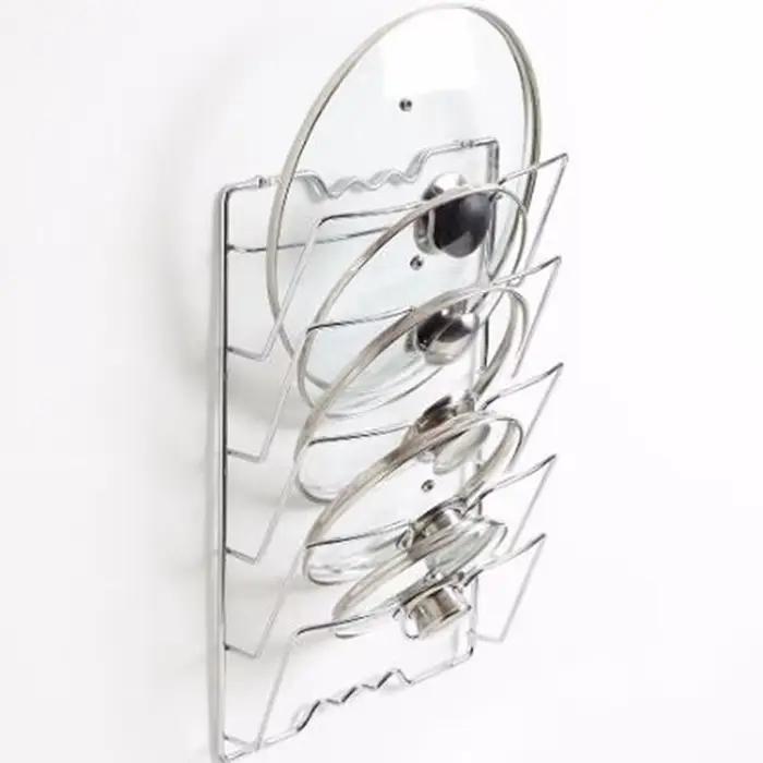 1 pièces accessoires de cuisine en acier inoxydable Pot couvercle étagère cuisine organisateur casse
