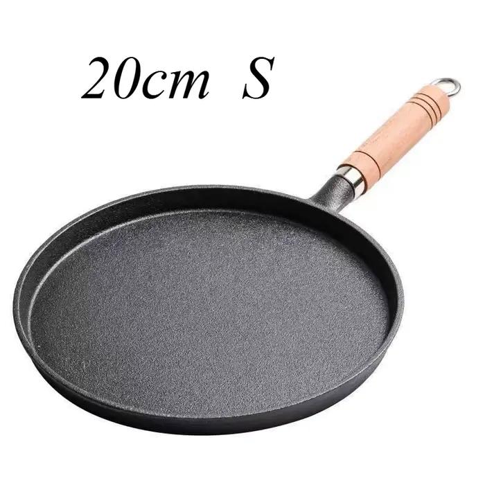 Poêle à frire en fonte de 26cm, Non revêtue, antiadhésive, pour crêpes aux œufs, Steak, poêle à gaz,