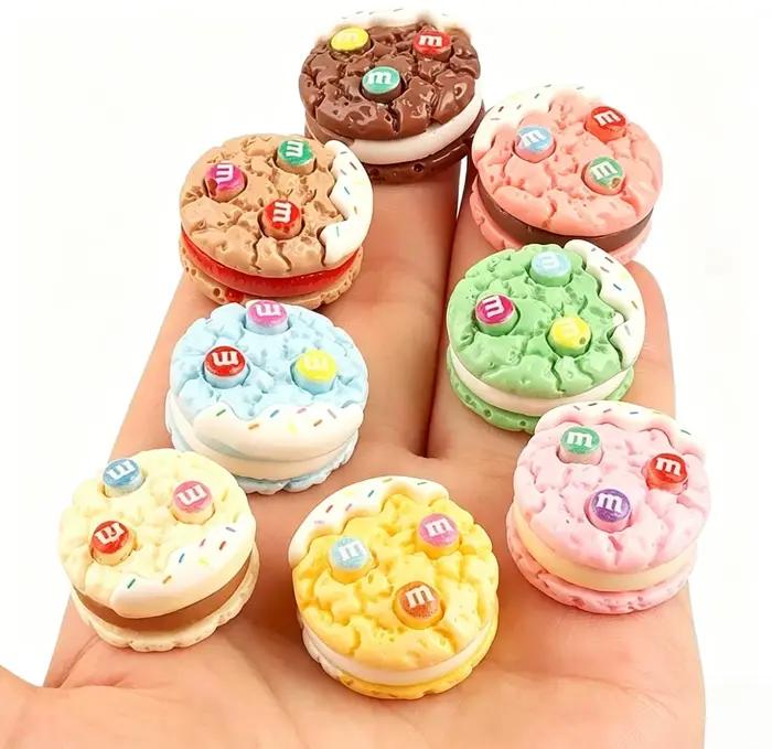 10 cabochons en résine 3D en forme de macaron, mini biscuits à dos plat pour loisirs créatifs