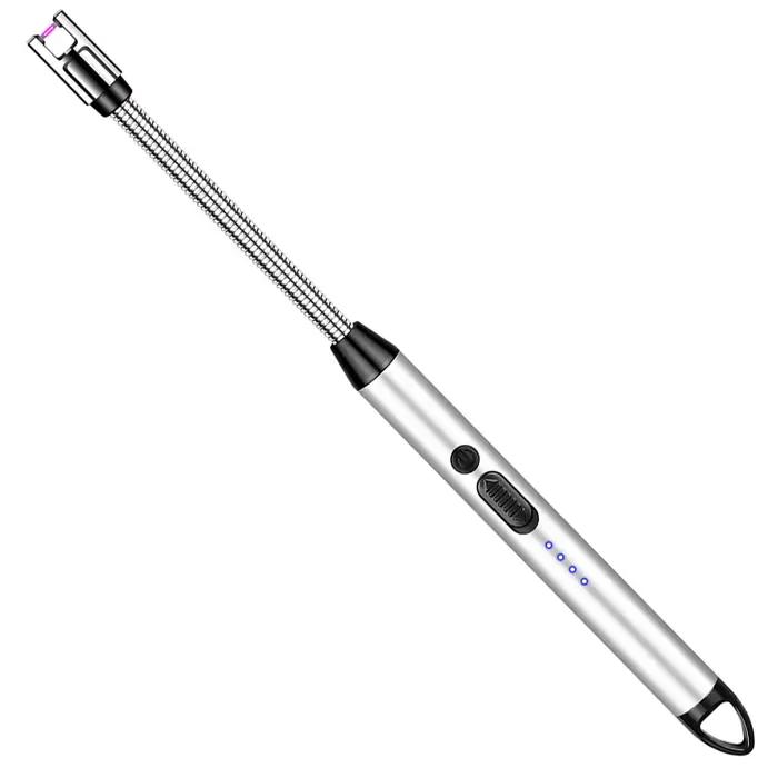 Briquet à gaz USB coupe-vent, 360 °, périphérie électrique, sans flamme, plasma, ville, long, cuisin