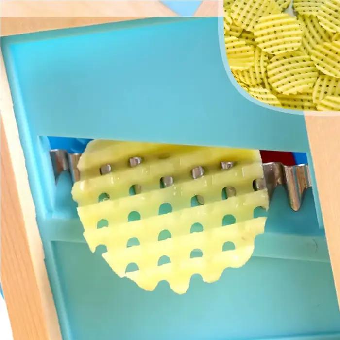 Grille à frites en acier inoxydable, grille de pommes de terre en acier, cuisine en bois, déchiqueta