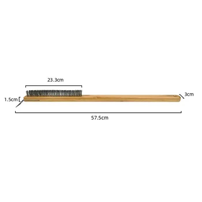 Brosse en cuivre pour four à pizza, manche en bois, poils en laiton, livres de gril, petite brosse p