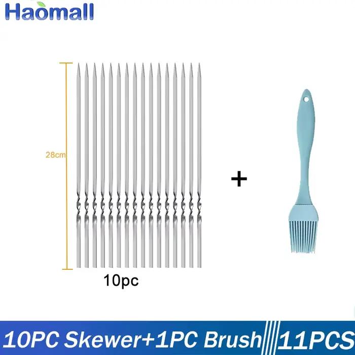 Brochette de Barbecue en acier inoxydable, brochettes de Barbecue réutilisables, bâton de fer Kebab 