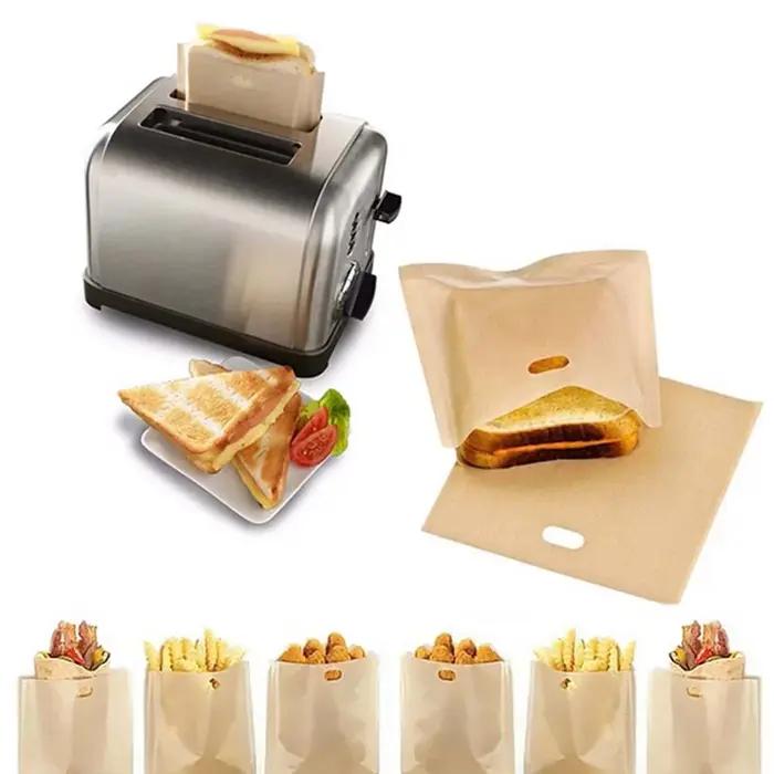 Sacs grille-pain réutilisables antiadhésifs résistants à la chaleur, sacs chauffants pour sandwichs 
