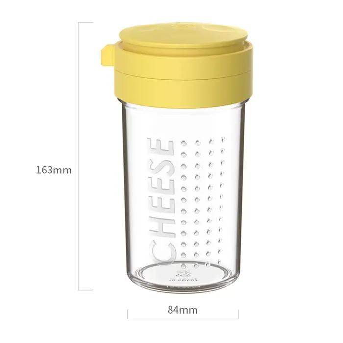 Bouteille Shaker à fromage râpé, distributeur d'épices transparent avec couvercle pour pot d'assaiso