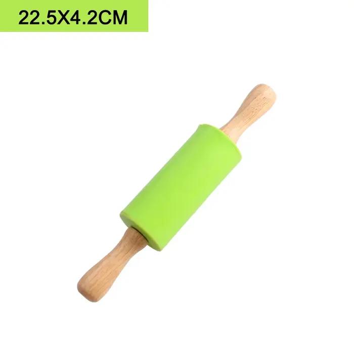 Poignée en bois antiadhésive, rouleau à pâtisserie, pâte à farine, rouleau à pâtisserie en Silicone,