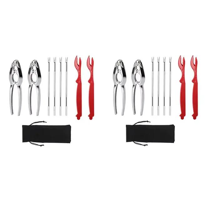 A36T-Crab Crackers And Tools, Lobster - 4 briseurs de pattes de crabe et 8 fourchettes à pattes de c