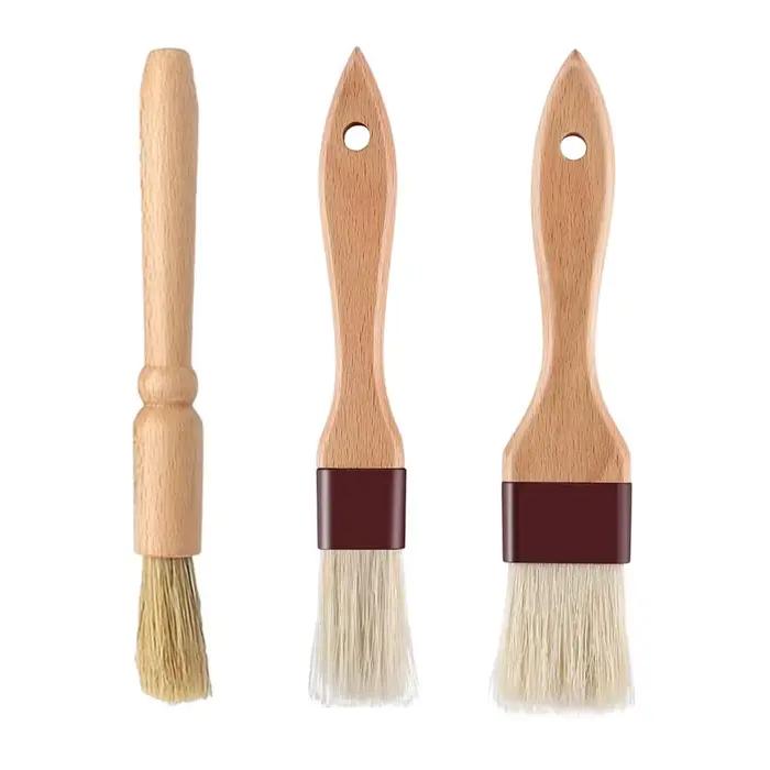 3 pièces brosse à huile en bois Barbecue brosse à badigeonner ensemble de brosses à Sauce gâteau pai