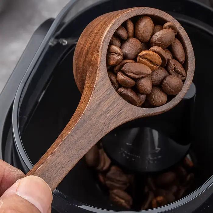 Cuillère à café en bois de noyer noir, cuillère à mesurer à long manche, cuillère à mesurer pour pou