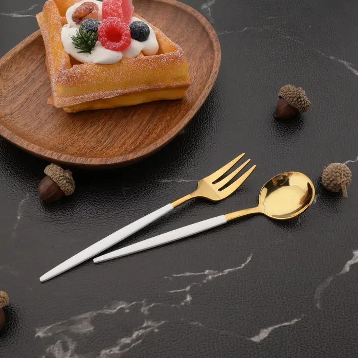 Cuillère à café dorée en acier inoxydable, 6 pièces, cuillères à café, gâteau glacé, Dessert, ensemb