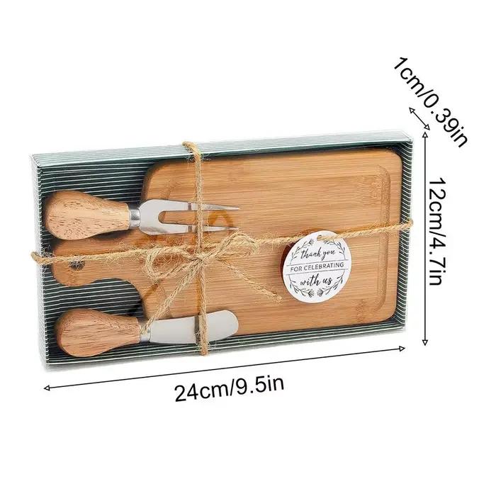 Ensemble de planches à charcuterie en bambou, plateau de service à fromage en bois avec couverts pou