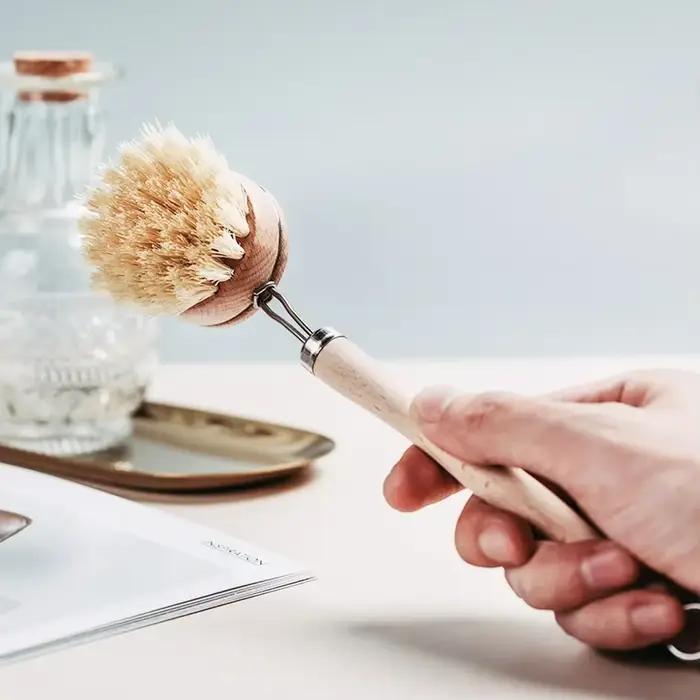 Brosse à casserole à Long manche en bois naturel, bol à vaisselle, brosse de nettoyage de lavage, ou