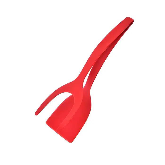 Nouvelle spatule-pince 2 en 1, spatule à retourner les œufs, spatule en nylon avec revêtement antiad