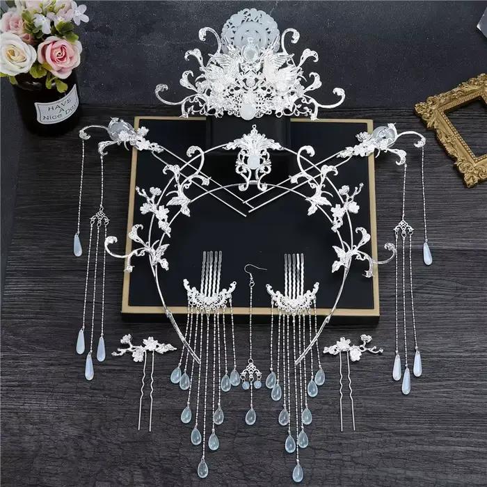 Accessoire de cheveux rétro de style traditionnel pour femme, ensemble de coiffes, couronne à longue