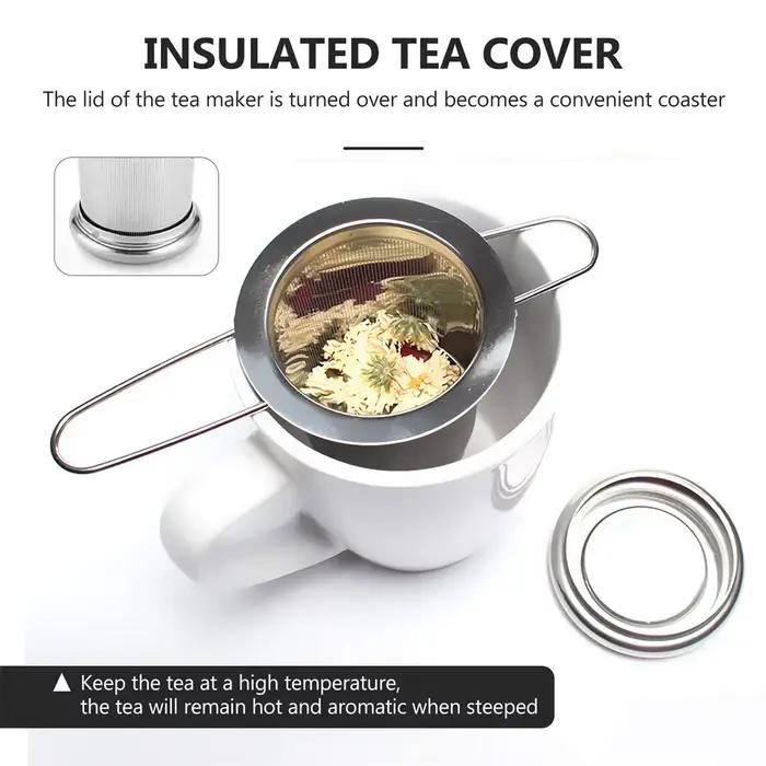 Infuseur à thé en maille d'acier inoxydable avec couvercle, passoire de tasse réutilisable, filtre à