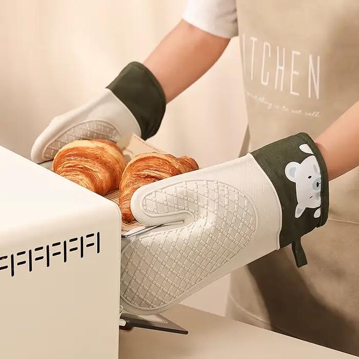 Gants d'isolation thermique en silicone, pinces à main de cuisine épaisses, non ald, haute températu