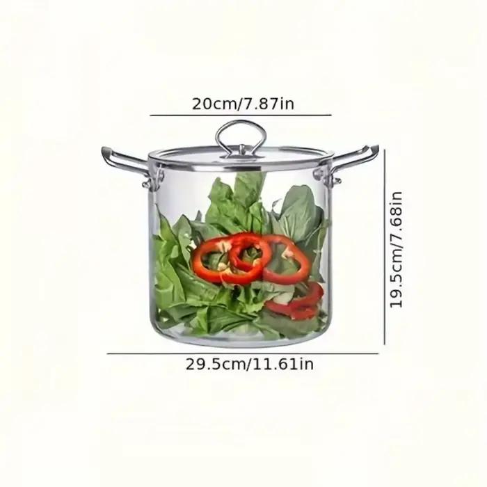 Casserole en verre 5,5 L avec couvercle, cuiseur en verre, marmite à soupe de grand volume, casserol