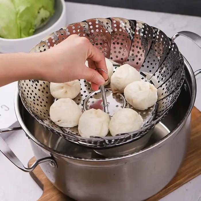 Plat pliant à vapeur en acier inoxydable, panier à vapeur pour fruits et légumes, plateau de cuisson