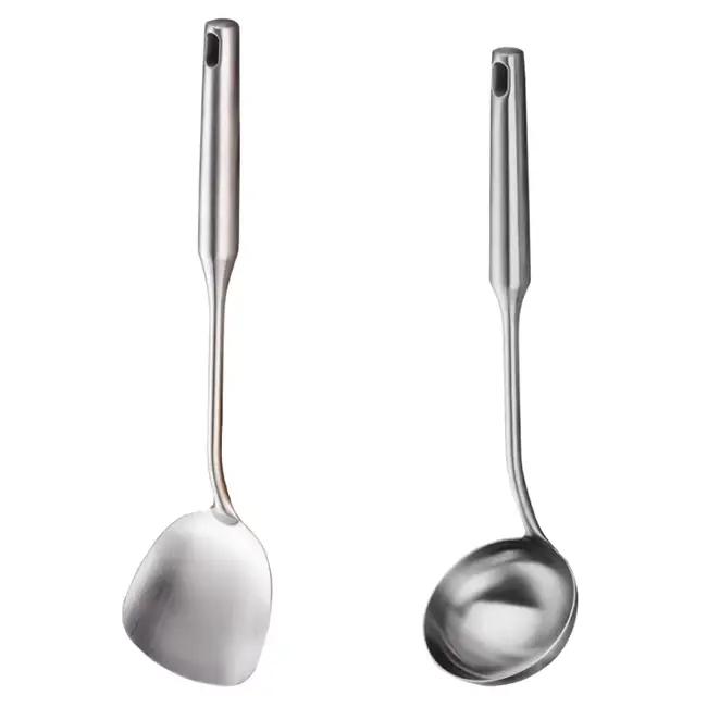 Ensemble d'ustensiles de cuisine en acier inoxydable, spatule, louche à soupe, écumoire, serveur à p