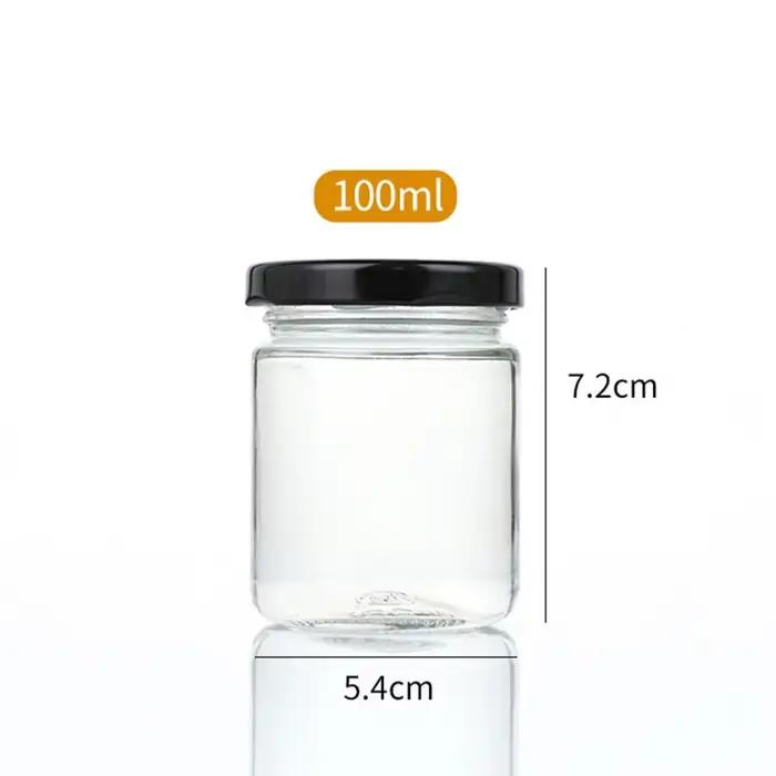 1 pièce avec couvercles hermétiques noirs, bocal en verre rond pour cuisine, bocal Mason, stockage a