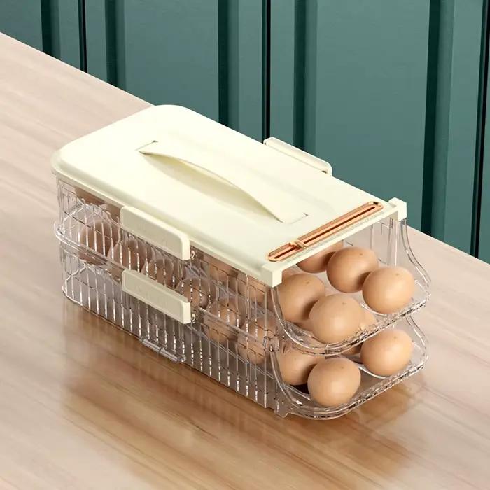 Conteneur de rangement pour œufs empilable avec couvercle, organisateur d'œufs pour réfrigérateur av